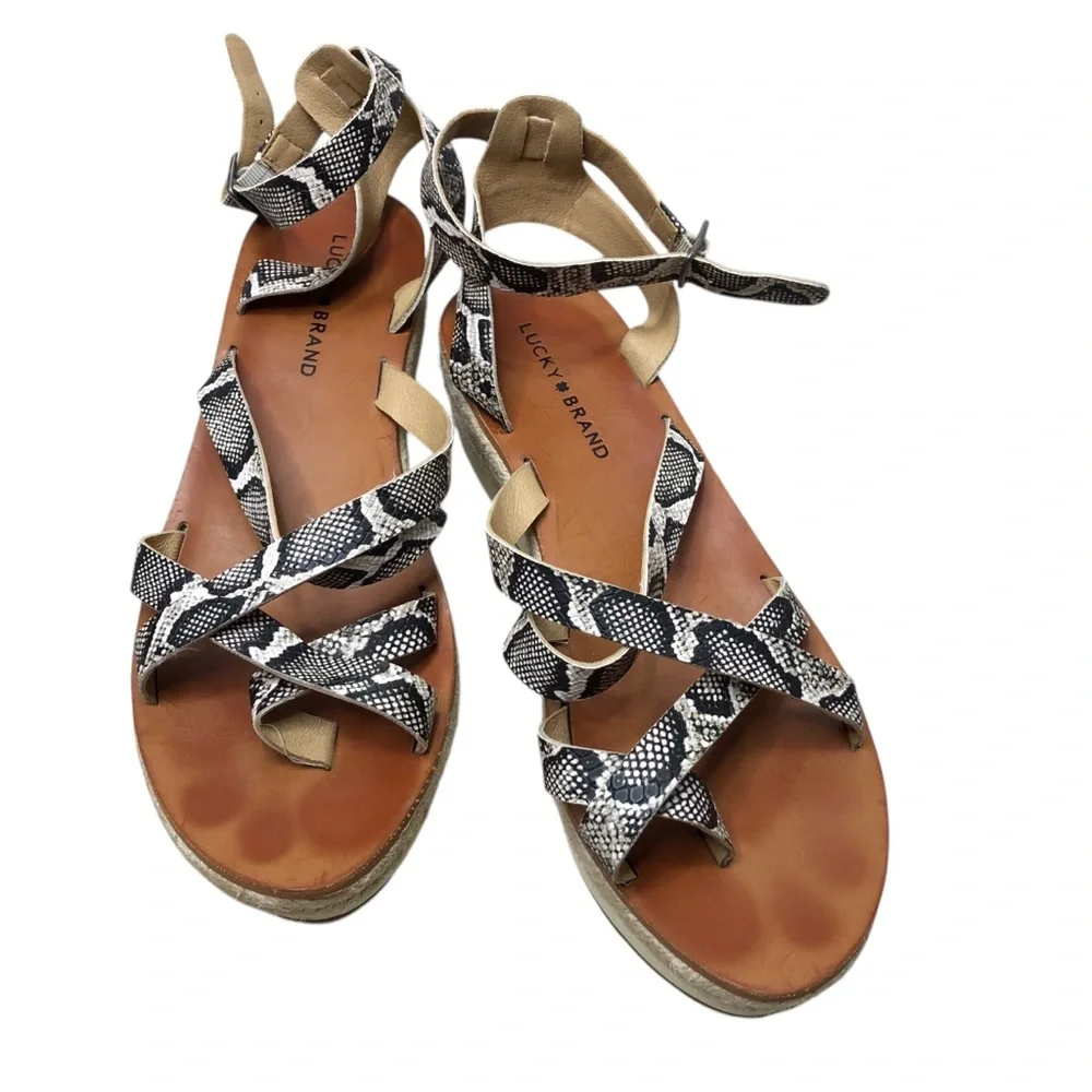 Lucky Brand Jakina Snakeskin Espadrille Wedge Sandal Women 10M/42 Platform Shoe